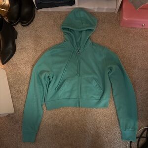 Hollister Aqua Cropped Hoodie